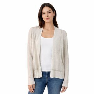 Cyrus Cardigan Sweater Womens Medium Beige Open Front Lightweight Knit Linen Top